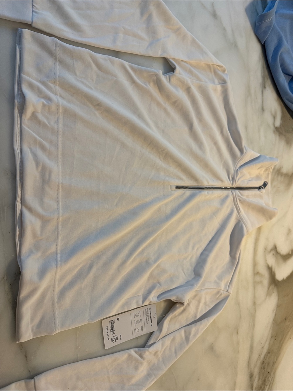Athleta White Long Sleeve Quarter-Zip Top